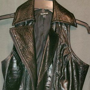 BEBE, Size M, Black Faux Leather Croc Print, Halter top/vest
